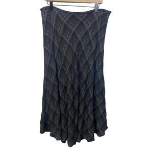 Sundance Plaid Wool Blend A-Line Maxi Skirt Gray Dark Academia Plus Size 16
